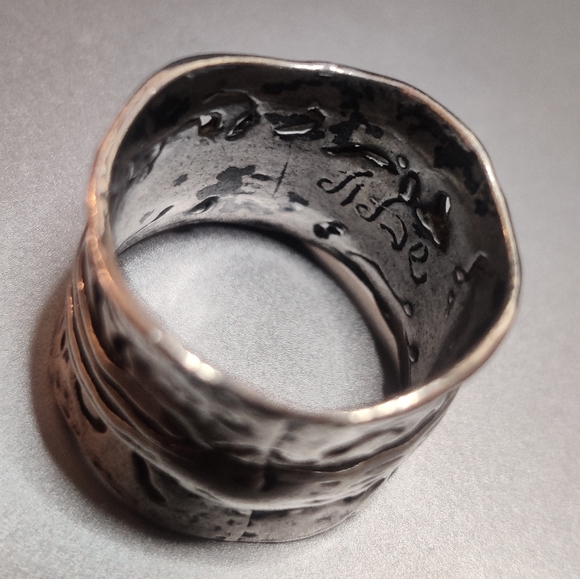 Vintage Shablool Didae Israel Sterling Silver Modernist Ring w/ Fire Opal - Picture 6 of 10